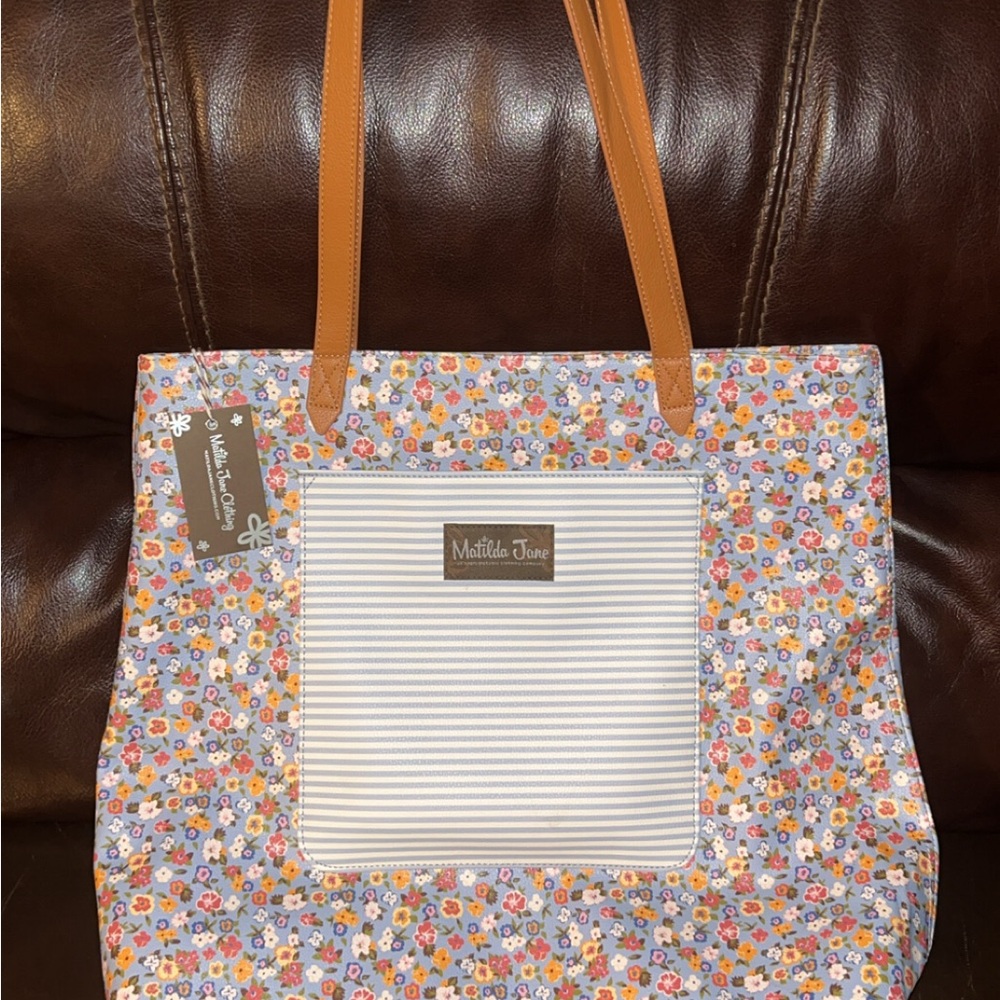 Matilda Jane Brown Tote Bag with Floral Design